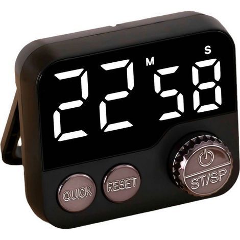 Digitaler Küchentimer mit großem LED-Display, Drehknopf, Magnetverschluss und Aufhängevorrichtung, schwarz. (1/5)