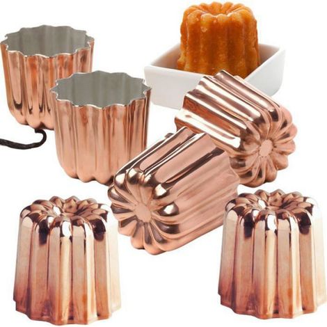 Moule Cannelé - Cuivre Étain Alimentaire - Diamètre 5,5 cm - Pour Canneles Traditionnels Français - Lot de 4 (1/5)