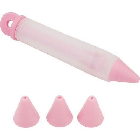 4 Silikondüsen, Lebensmittelschreibstift, Schokoladendekorationswerkzeuge, Kuchenform (rosa) (1/5)