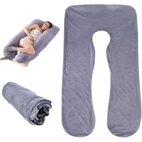 Housse de coussin de grossesse en forme de U - En coton - Lavable en machine - Pour adulte - 140 x 80 cm (1/5)