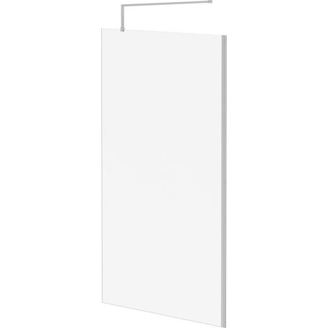 Pacco 8mm Clear Glass Polished Chrome 1850mm x 1100mm Walk In Shower Screen including Wall Channel and Support Bar (1/5)