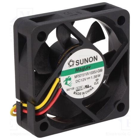 Ventilatore 12vdc 50x50x15mm 1,32w 3 fili frizione Mf50151vx-g99-a