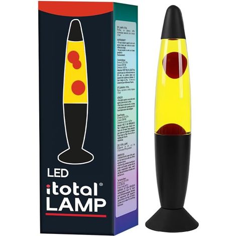 I-TOTAL® - Lampe à lave LED avec résistance chauffe cire, sans ampoule (ROUGE, BASE NOIRE, CIRE BLANCHE) [Classe énergétique G]