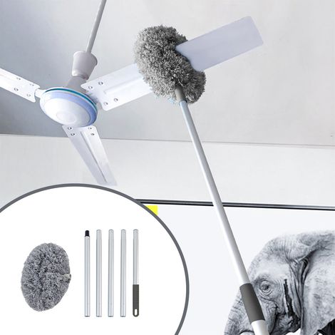 Duster Plafond - Manche Aluminium Extensible 170 cm - Tête Microfibre Lavable - Double Face - Pour Ventilateurs Plafond Hauteurs (1/5)