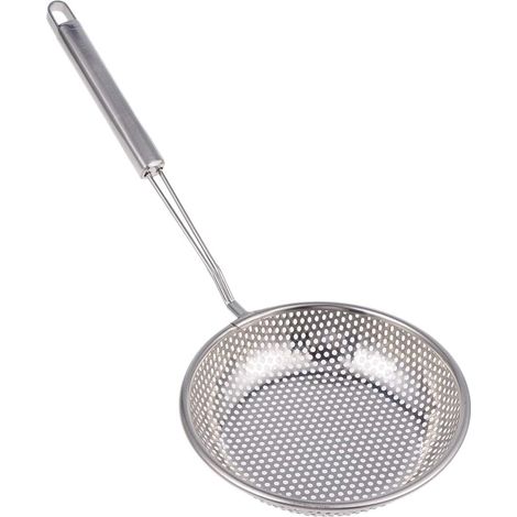 Espumadera de acero inoxidable, colador ergonómico para cocina, de 4 a 20 cm, color plateado