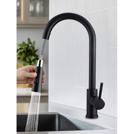 Spültischarmatur Küchenarmatur Zwei Wasserstrahlarten Wasserhahn Küche Schwarz Armatur (1/5)