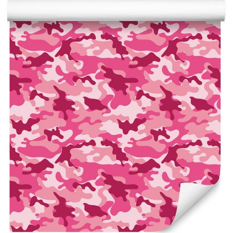 Papier peint camouflage militaire rose poudré et rose pour salon et chambre 50x1000 (1/5)