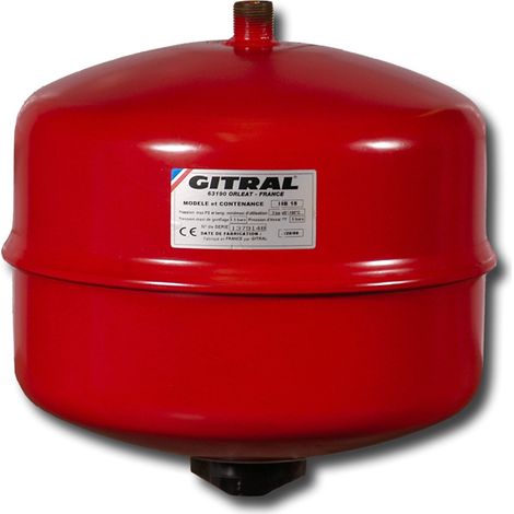 Gitral – Vase d'expansion fermé à membrane fixe 4L – Pression maxi 4bar – Température -10°C à +99°C – Raccord mâle 20x27