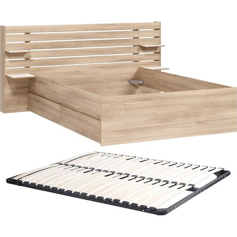 Letto 140 x 190/200 cm con 4 cassetti - Colore: Naturale + Rete - TENALIA II