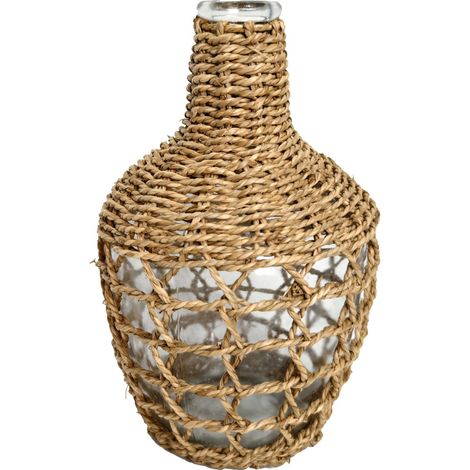 Vase aus Palmen und Seegras – Natürlicher Stil für Dekoration