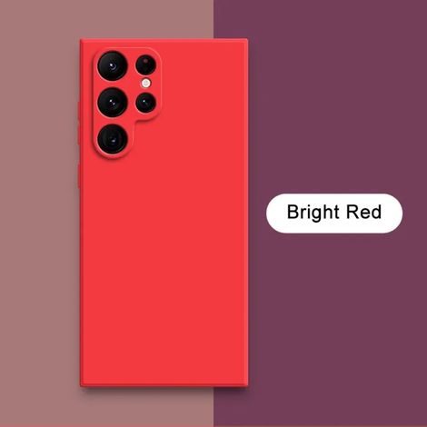 Coque de téléphone en silicone liquide pour Samsung (Samsung S21 FE, rouge), avec revêtement en tissu doux. (1/5)