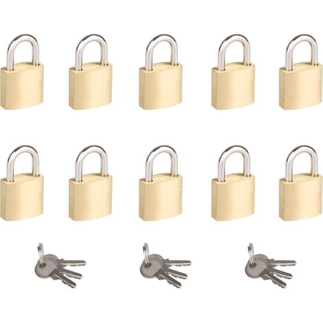 Lot de 10 petits cadenas avec les mêmes clés, corps de serrure de 20 mm de large en laiton massif avec clés identiques, mini cadenas pour valises/bagages/sacs à dos/boîte à outils/journaux/casiers (1/5)