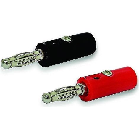 Lot de connecteurs banane mâles, fiches de test bananes à tête lanterne 4 mm, sans soudure, flexibles, type lanterne (rouge, noir) (20 pièces) (1/5)