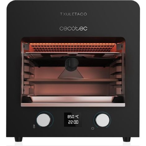 Cecotec Horno para Asado Txuletaco 8000 Inferno. 2200W, Parrilla de Hierro Fundido, Piedra y Bandeja para Pizzas