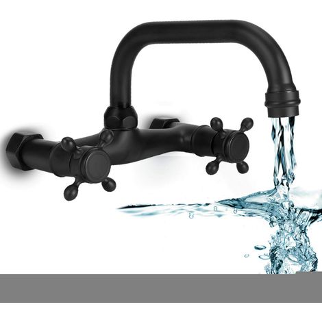 Robinet mitigeur pour eau chaude et froide Noir Pour salle de bain 5 petits maillons robinet de lavabo (1/5)
