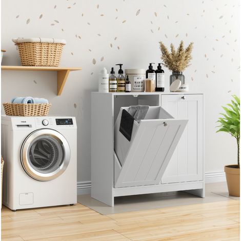 MEUBLIV mueble para ropa blanca blanco 66x33x68 cm – 2 cestos extraíbles, mueble de almacenaje (1/5)