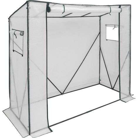 Serre de jardin extérieure serre à plantes 200x77x169cm bâche anti-UV protection hivernale pour semis fleurs légumes balcon terrasse - Blanc (1/5)
