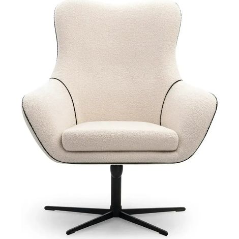 ZOE - Fauteuil en tissu chiné - Beige (1/5)