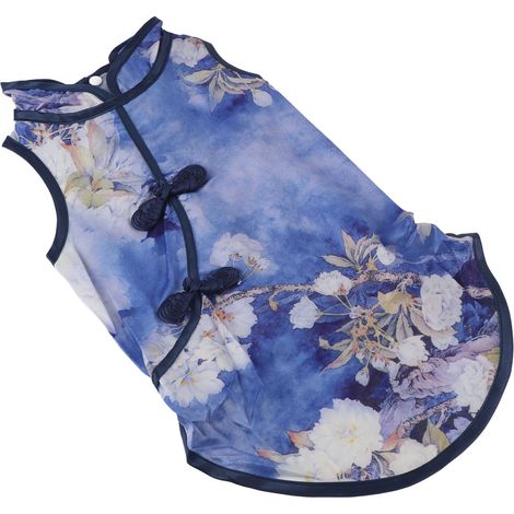 Cheongsam en coton doux et hypoallergénique pour petits animaux de compagnie, style chinois, pour lapins, chiens et chinchillas. (1/5)
