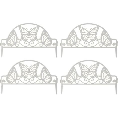 bordures de jardin blanches en plastique - Clôture papillon raffinée pour parterres de fleurs et bordures de plantes - Panneaux de clôture extérieurs légers