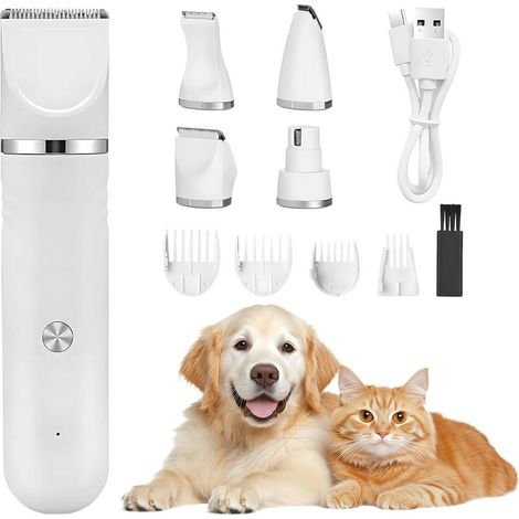 4 en 1 Tondeuse Chien Set, Professionnelle Tondeuses pour Chien Sans Fil, pour Chats, 4 Têtes de Coupe Multi-usages (1/5)