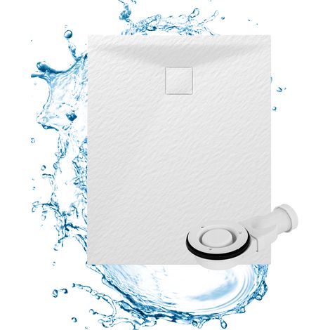 Receveur de Douche Rectangulaire Granitan Teja 100x80CM Blanc Mat SMC Composite avec Siphon (1/5)