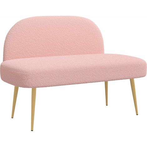 Gepolsterte Bank mit Rückenlehne Rosa 110 x 60 x 76 cm Bouclé vidaXL