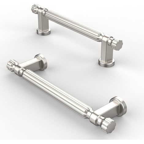 JSSEVN - 10 pieces Kitchen Cabinet Handles, 96mm No Hole, Brushed Nickel, Cupboard Handles, Kitchen Handles, Furniture Drawer Handles (1/5)