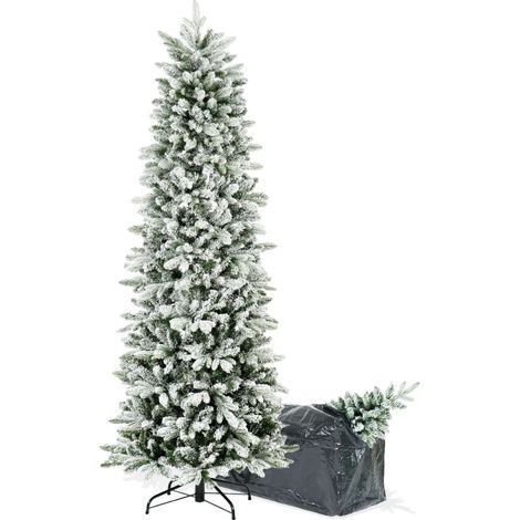 BOP Albero di Natale Slim Innevato in PE Real Touch e PVC, Borsa Omaggio, Enea 180 cm (1/4)