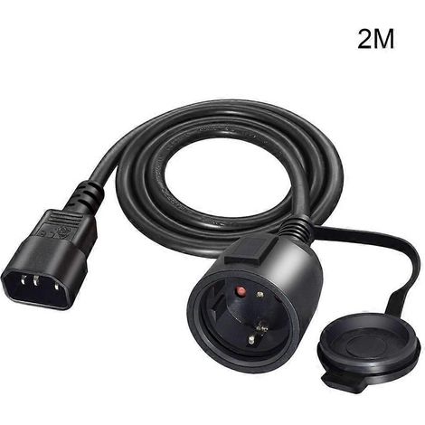 Adaptateur IEC320-C14 Mâle vers EU4.8mm Femelle avec Bouchon Anti-Poussière - Câble d'Alimentation 2m (1/4)