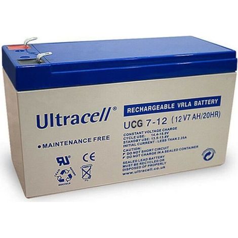 BATTERIE GEL RECHARGEABLE AGM UCG 12-7 ULTRACELL12V 7AH (1/4)