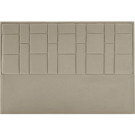 Vente-Unique – Tête de lit 140 cm – Velours taupe – Structure en bois – Garnissage mousse polyuréthane 20 kg/m³ – Livrée montée