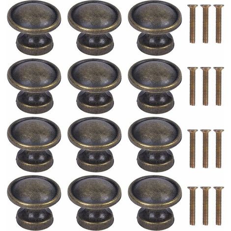 12 Stück bronzefarbene VintDrawer-Knöpfe, 231915 mm Tür- und Schubladenknöpfe, Schrankgriffe, runde Schrankknöpfe, Küchenschranktürknöpfe