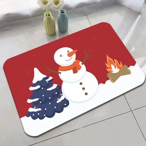 Tapis de bonhomme de neige de Noël,tapis de salle de bain, antidérapant, tapis de cuisine,décoration de fête de salle de bain, très absorbant-4060 cm (1/4)