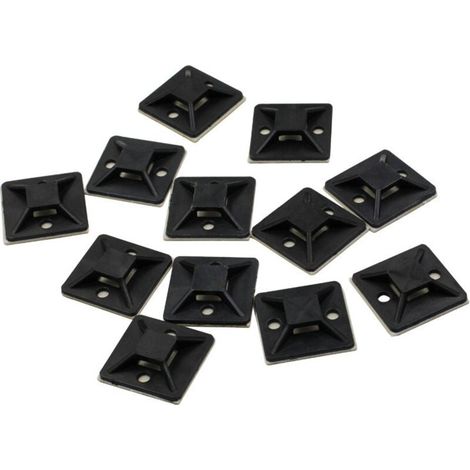 100x Basi autoadesive 25x25 mm per fascette Nero (1/3)