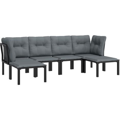 Mobili da giardino mobili da esterno set di mobili 6 pezzi in resina intrecciata nera e grigia 020017047