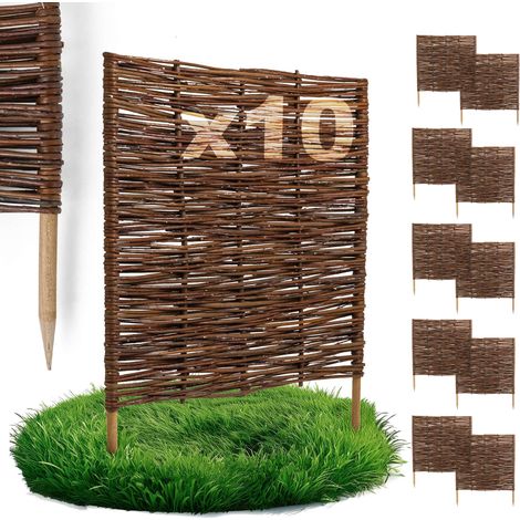 Lot de 10 Bordures Osier Bogateco Saule Naturel 60x60 cm