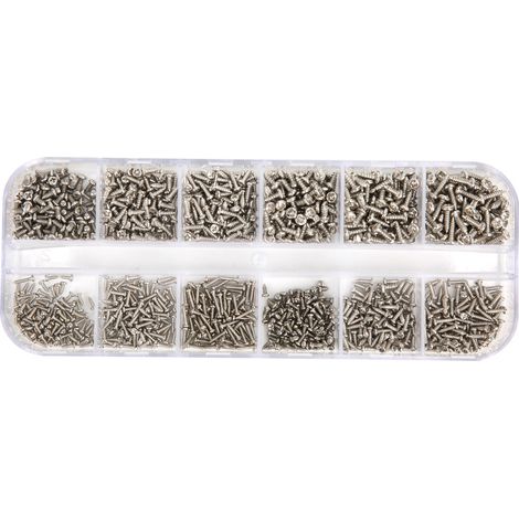 1200 vis autotaraudeuses à tête ronde cruciforme en acier au carbone argenté et noir M1 M1.2 M1.4 M1.7 (Boîte de 1200 vis argentées type A) (1/5)