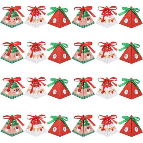 ALLIANDIS24 Boîtes de Bonbons Noël Boîtes Triangulaires avec Rubans pour Biscuits et Petits Cadeaux Décorations de Noël (1/4)