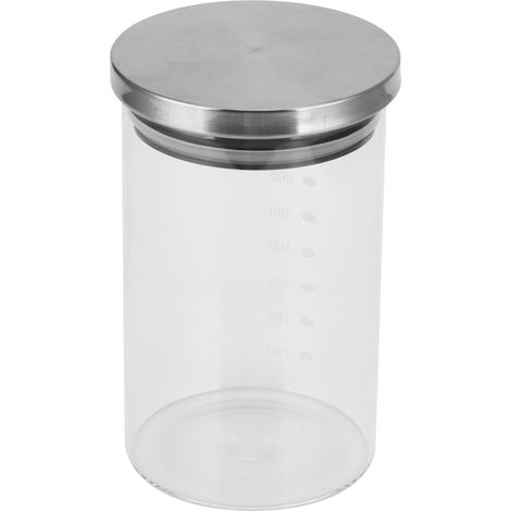 Boîte de conservation alimentaire avec couvercle en acier inoxydable et graduation, bocal hermétique de cuisine de 800 ml. (1/5)