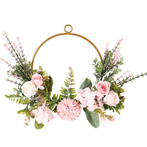 Bal de fer brut Chrysanthemum Aquatic Grass Wall Decor Door Garland Ornement de la couronne artificielle 35cm (1/5)