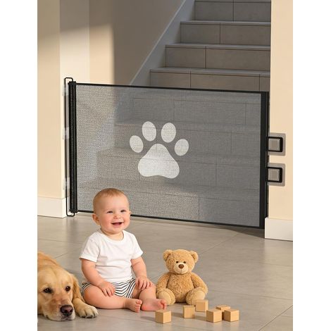 Barrière de protection d'escalier, extensible, pour bébé, de 0 à 130 cm, avec accessoires d'installation (1/5)