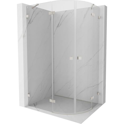 Mexen Lunar Halbkreis-Duschkabine Schwenkbar Links 100 x 70 cm, transparent, gebürsteter Nickel - 833-100L-070P-97-00