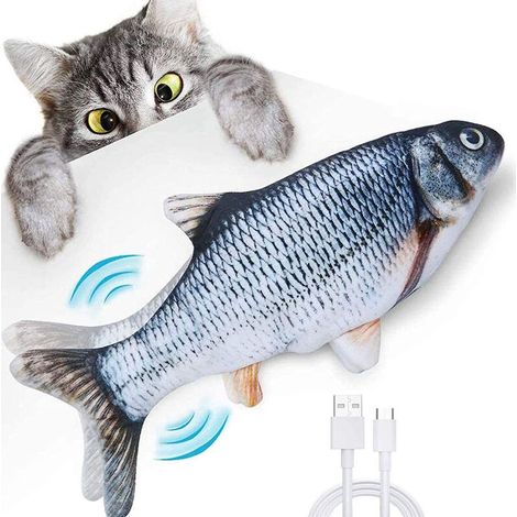 Juguete para gatos, juguete electrónico de pez de simulación realista, juguete de pez para gatos con movimiento, juguete recargable por USB para gatitos, juguete interactivo para masticar (1/5)