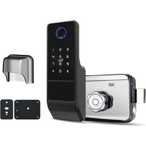 Serratura intelligente Crezuo, impermeabile, Wi-Fi, con password digitale e doppia impronta digitale per porte esterne.-Crezuo
