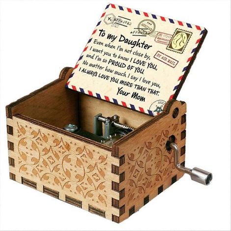 Boîtes à musique en bois, boîte à musique vintage en bois gravée au laser « Soleil », B (1/5)