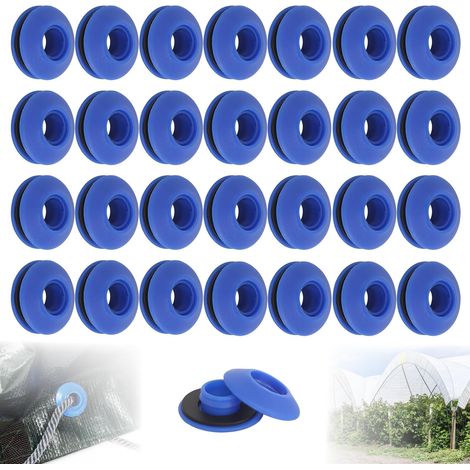 50 Pièces Œillets en Plastique pour Bâche, Ensemble d'oeillets en Plastique, Convient aux Tentes, Bâches de Piscine, Rideaux, Tapis de Sol, Bâches d'auvent (28 x 28 x 12 mm) (Bleu) (1/5)
