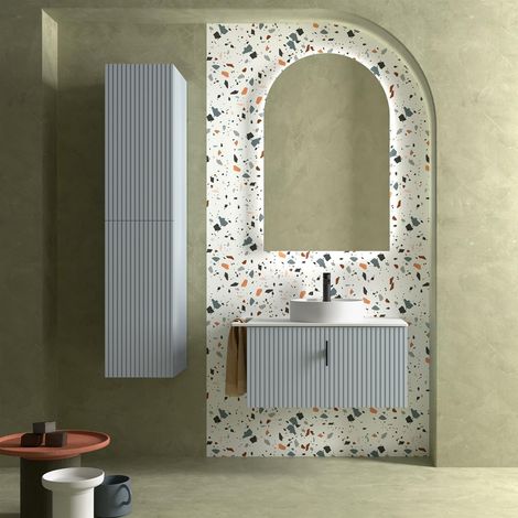 Armoire murale BIBA 800 1 tiroir métallique et tiroir dissimulé BLUE FOG 797 x 405 x 450 mm (1/4)
