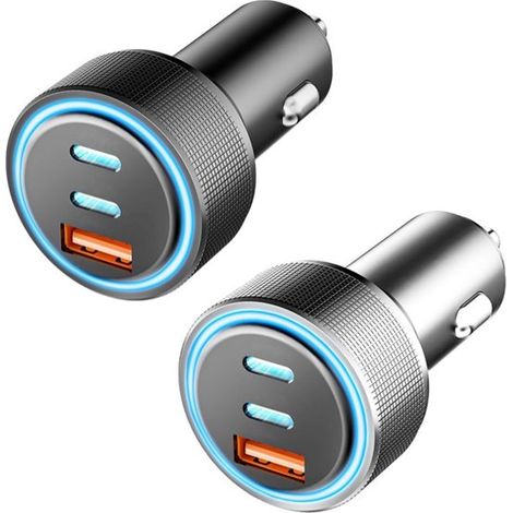 67-W-USB-C-Autoladegerät mit 3 Anschlüssen USB-C A-Autoladegerät-Adapter 12-V-Schnellladung geeignet für iPhone 16 16e 15 14 13 Pro Max 16e S24 9 8 (1/5)