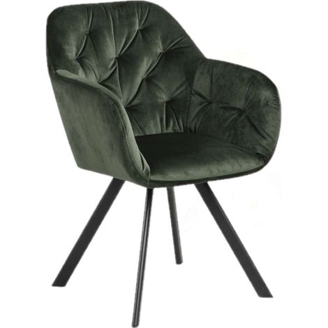 Fauteuil de table en velours capitonnée avec accoudoir ANTOINE (1/5)
